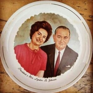 Vintage 1970s Presidential Commemorative Plate LYNDON JOHNSON